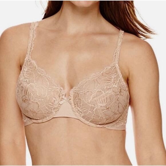 Bali Bra Womens 34B Nude Tan Lift Lace Full Coverage Feminine Sexy Neutral Comfy - Picture 1 of 6